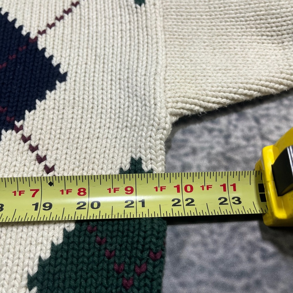 Vintage Tommy Hilfiger Sweater Mens‎ Large Cream Casual Pattern Cotton Jumper - Picture 7 of 9